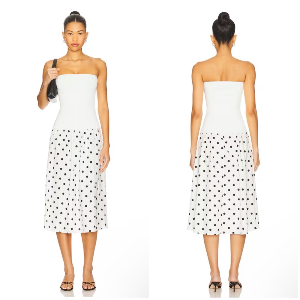 WEWOREWHAT x REVOLVE Ribbed Cotton Midi Dress in White Multi Size S